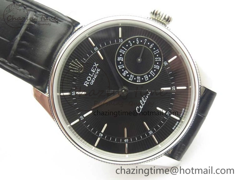 Cellini 50519 Real Date SS MK Best Edition Black Dial Sticks Markers on Black Leather Strap A Affordable 3321