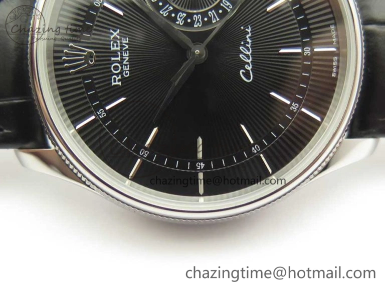 Cellini 50519 Real Date SS MK Best Edition Black Dial Sticks Markers on Black Leather Strap A Affordable 3321