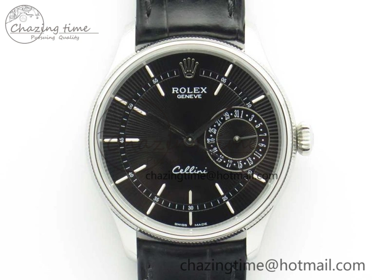 Cellini 50519 Real Date SS MK Best Edition Black Dial Sticks Markers on Black Leather Strap A Affordable 3321