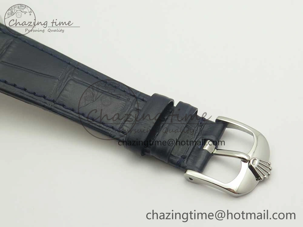 Cellini 50519 Real Date SS MK Best Edition Blue Dial Sticks Markers on Blue Leather Strap A FastDry 3320