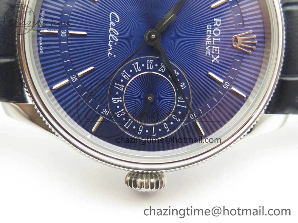 Cellini 50519 Real Date SS MK Best Edition Blue Dial Sticks Markers on Blue Leather Strap A FastDry 3320