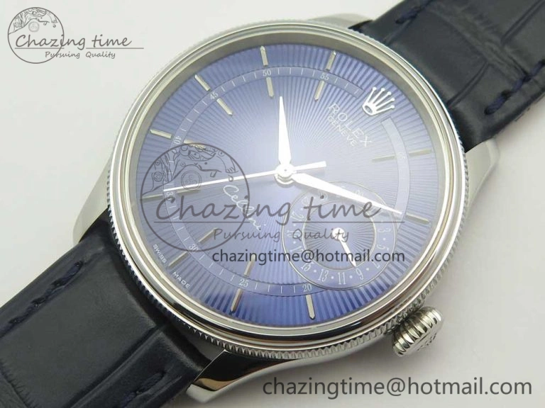 Cellini 50519 Real Date SS MK Best Edition Blue Dial Sticks Markers on Blue Leather Strap A FastDry 3320