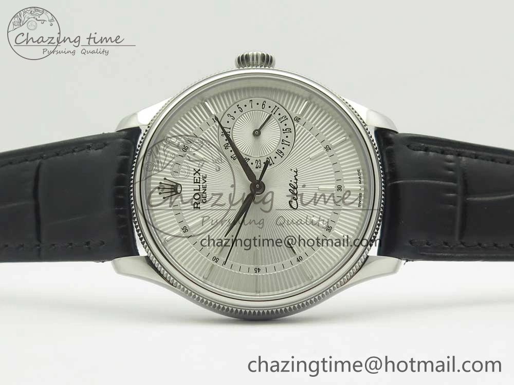 Cellini 50519 Real Date SS MK Best Edition Silver Dial Sticks Markers on Black Leather Strap A Casual 3319