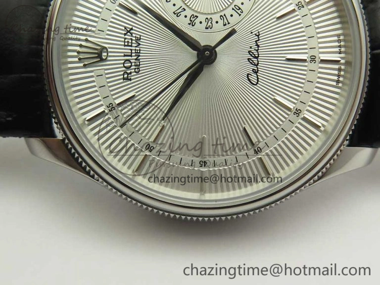 Cellini 50519 Real Date SS MK Best Edition Silver Dial Sticks Markers on Black Leather Strap A Casual 3319
