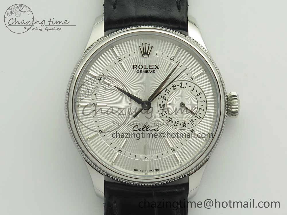 Cellini 50519 Real Date SS MK Best Edition Silver Dial Sticks Markers on Black Leather Strap A Casual 3319