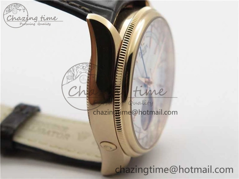 Cellini 50535 Moon RG KZF Best Edition White Dial on Brown Leather Strap A3195 ( Free Tool) Stylish 2922