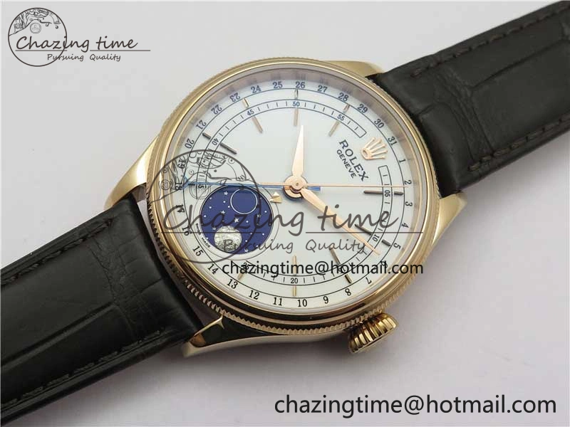 Cellini 50535 Moonphase RG GMF Best Edition White Dial on Brown Leather Strap A NewStyle 2634