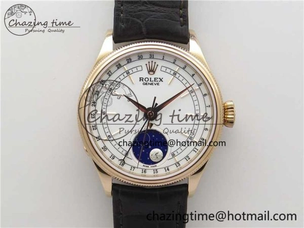 Cellini 50535 Moonphase RG GMF Best Edition White Dial on Brown Leather Strap A NewStyle 2634