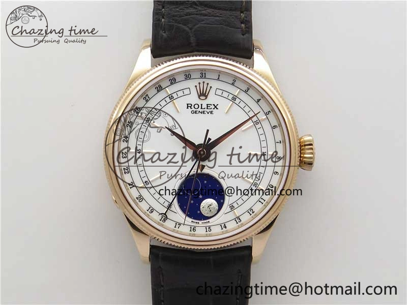 Cellini 50535 Moonphase RG GMF Best Edition White Dial on Brown Leather Strap A NewStyle 2634