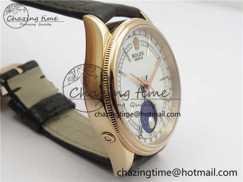 Cellini 50535 Moonphase RG GMF Best Edition White Dial on Brown Leather Strap A NewStyle 2634