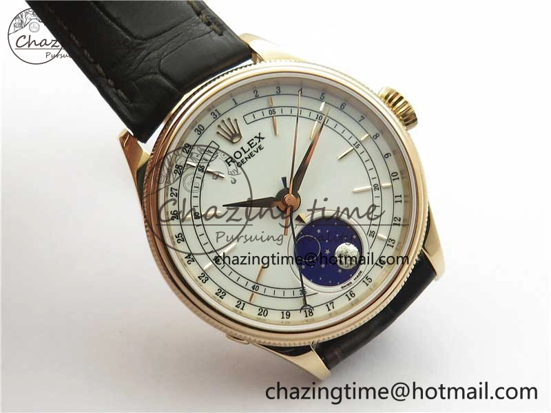 Cellini 50535 Moonphase RG GMF Best Edition White Dial on Brown Leather Strap A NewStyle 2634