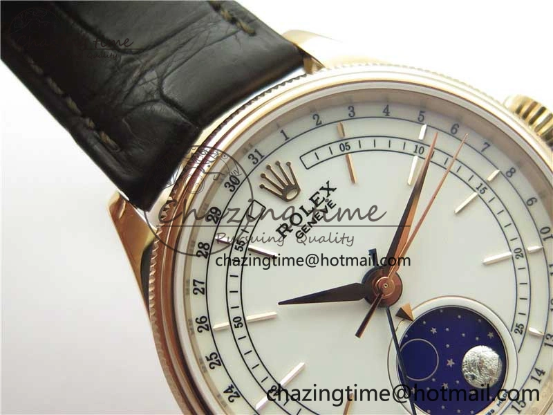 Cellini 50535 Moonphase RG GMF Best Edition White Dial on Brown Leather Strap A NewStyle 2634