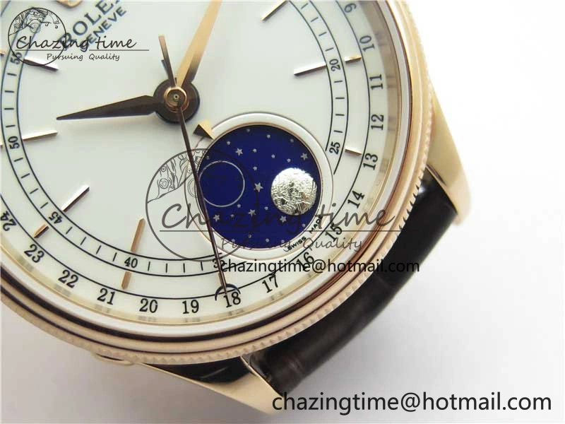 Cellini 50535 Moonphase RG GMF Best Edition White Dial on Brown Leather Strap A NewStyle 2634
