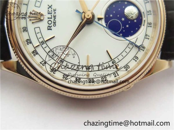Cellini 50535 Moonphase RG GMF Best Edition White Dial on Brown Leather Strap A NewStyle 2634