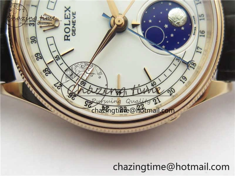 Cellini 50535 Moonphase RG GMF Best Edition White Dial on Brown Leather Strap A NewStyle 2634