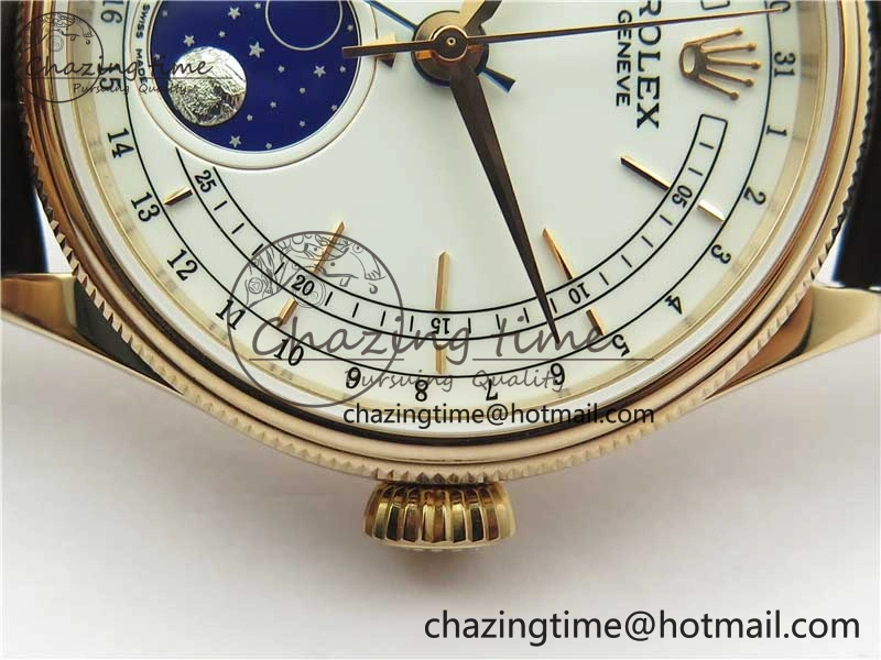 Cellini 50535 Moonphase RG GMF Best Edition White Dial on Brown Leather Strap A NewStyle 2634
