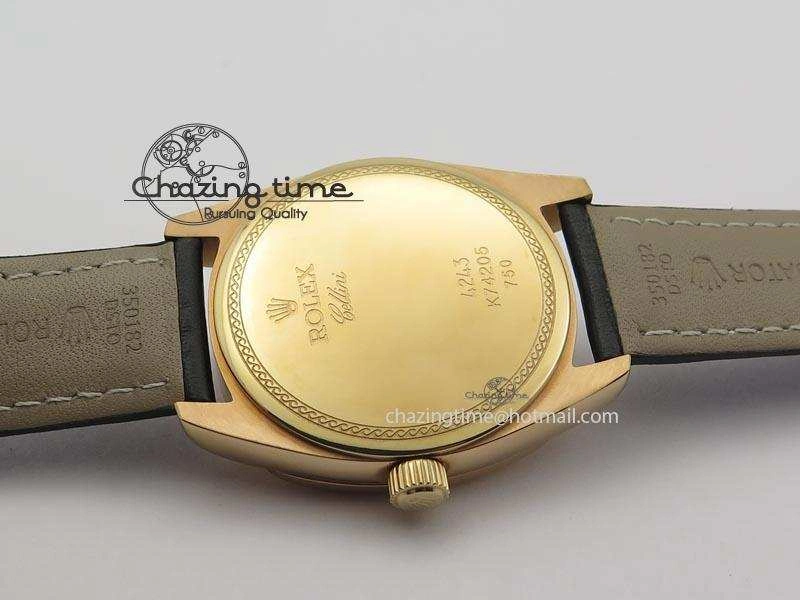 Upgraded Cellini Date RG Black Dial Numeral And Stick Markers On Black Leather Strap A 3875