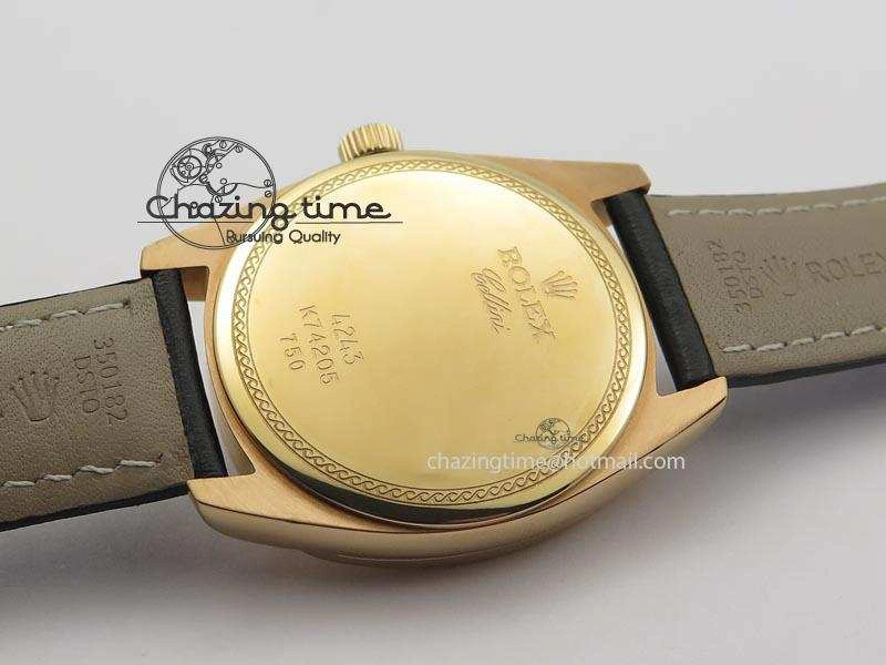 Upgraded Cellini Date RG Black Dial Numeral And Stick Markers On Black Leather Strap A 3875