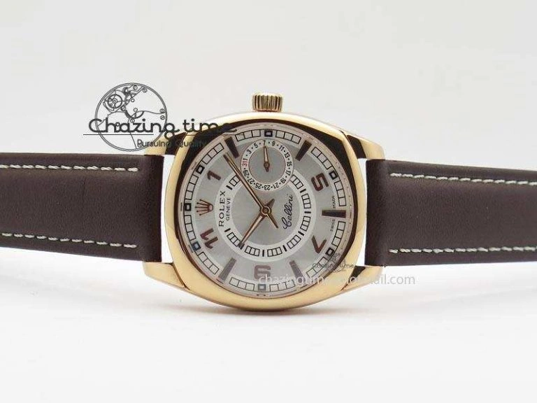 Cellini Date RG White Dial Numeral And Stick Markers On Brown Leather Strap A TravelReady 3886