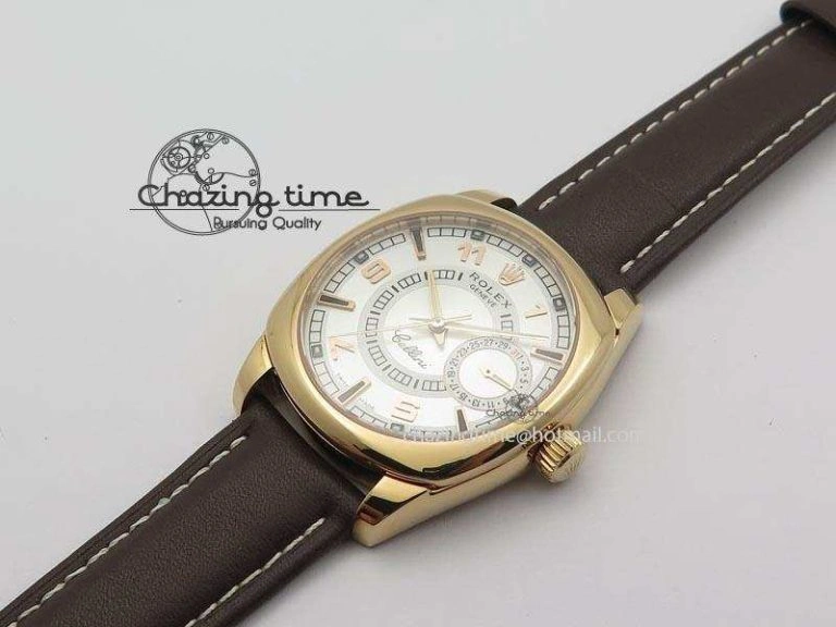 Cellini Date RG White Dial Numeral And Stick Markers On Brown Leather Strap A TravelReady 3886