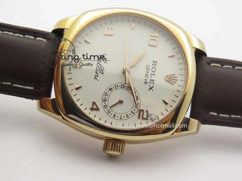 FashionForward Cellini Date RG White Dial Numeral Markers On Brown Leather Strap A 3876
