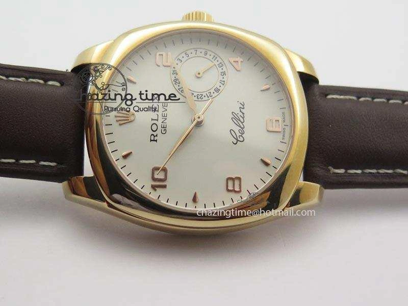 FashionForward Cellini Date RG White Dial Numeral Markers On Brown Leather Strap A 3876