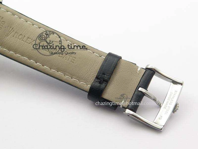 Lightweight Cellini Date SS Black Dial Numeral And Stick Markers On Black Leather Strap A 3890