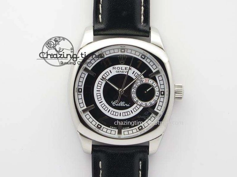 Lightweight Cellini Date SS Black Dial Numeral And Stick Markers On Black Leather Strap A 3890