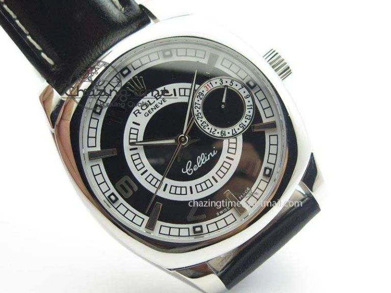 Lightweight Cellini Date SS Black Dial Numeral And Stick Markers On Black Leather Strap A 3890