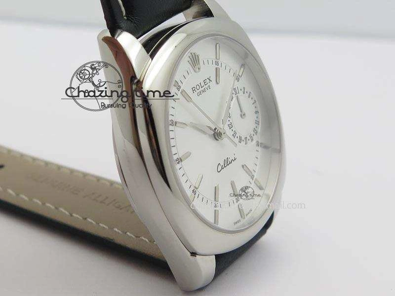 FlexibleFit Cellini Date SS Silver Stick Markers Dial On Black Leather Strap A 3887