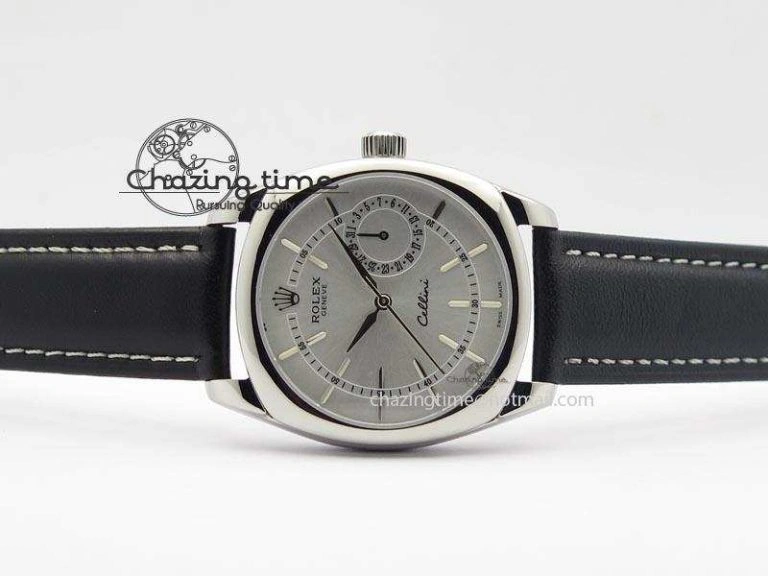 FlexibleFit Cellini Date SS Silver Stick Markers Dial On Black Leather Strap A 3887