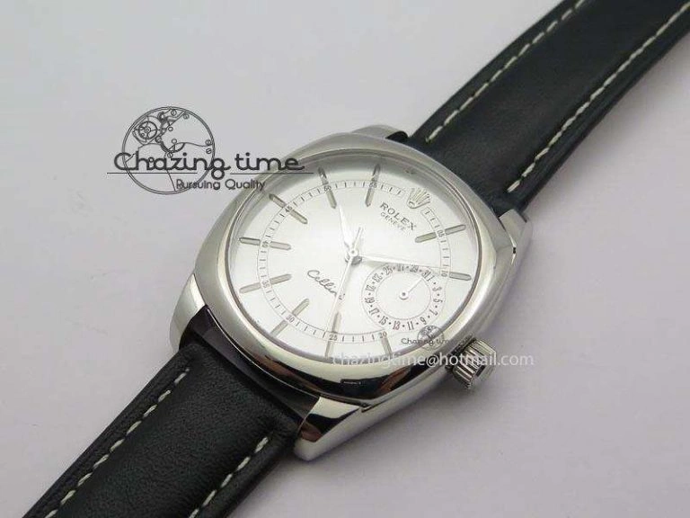 FlexibleFit Cellini Date SS Silver Stick Markers Dial On Black Leather Strap A 3887