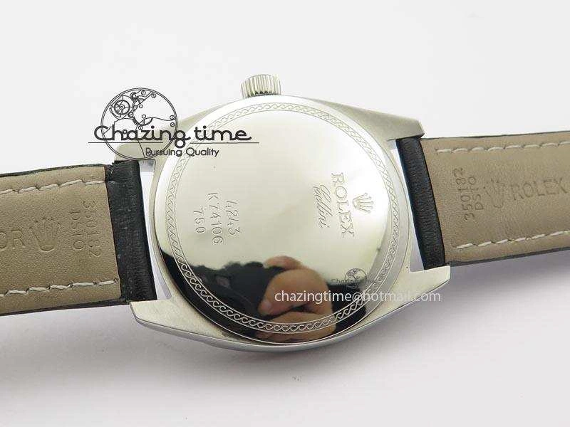 Chic Cellini Date SS White Dial Numeral And Stick Markers On Black Leather Strap A 3889
