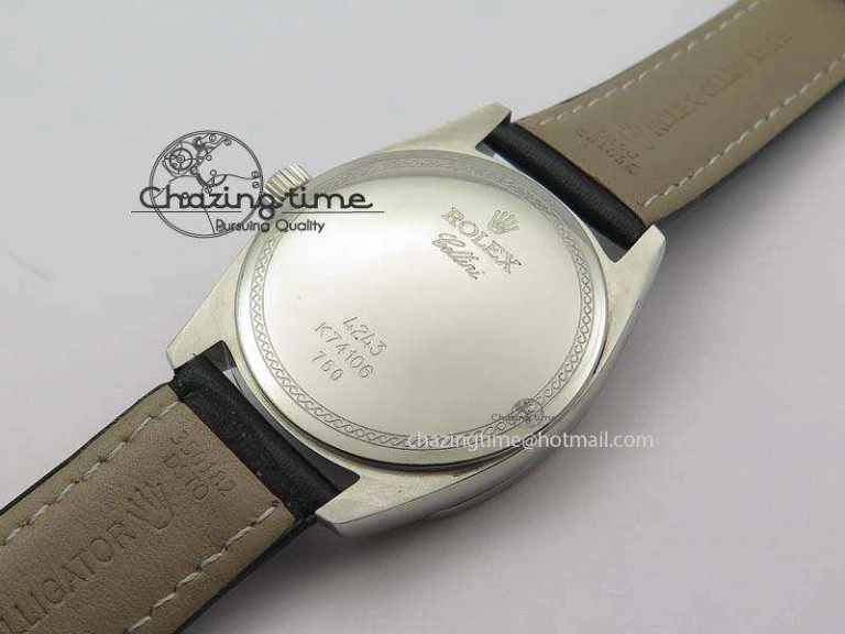 Chic Cellini Date SS White Dial Numeral And Stick Markers On Black Leather Strap A 3889