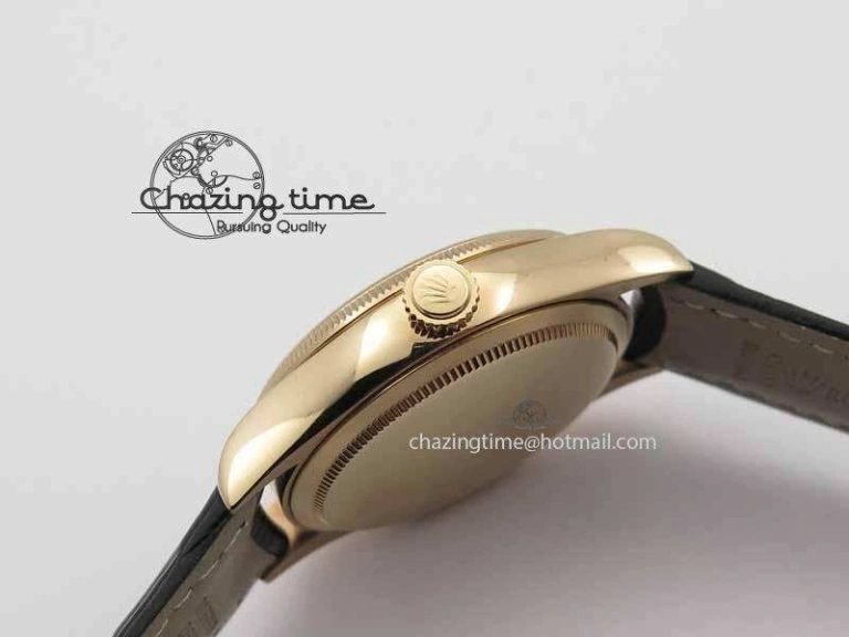 FashionForward Cellini Date VF Best Edition RG Black Dial Stick Markers On Black Leather Strap A 3723