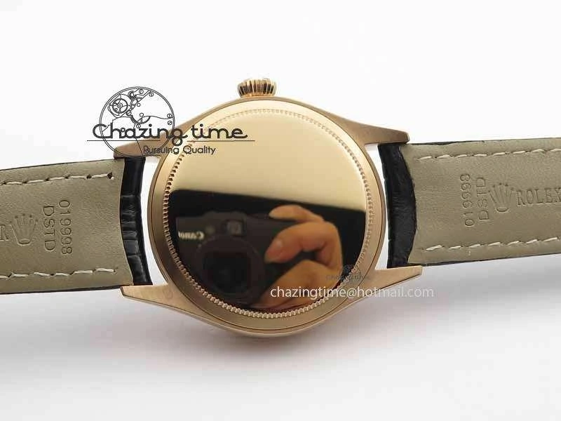 FashionForward Cellini Date VF Best Edition RG Black Dial Stick Markers On Black Leather Strap A 3723