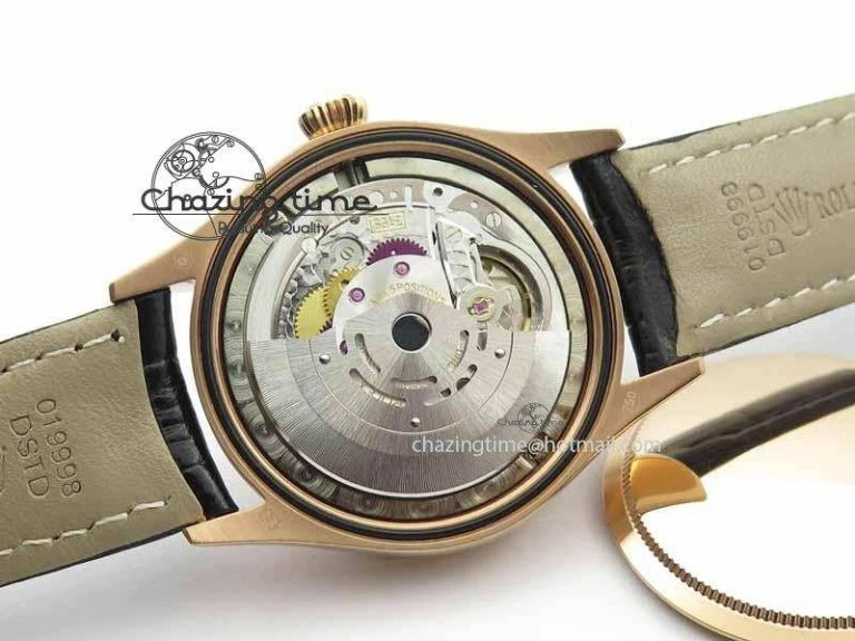 FashionForward Cellini Date VF Best Edition RG Black Dial Stick Markers On Black Leather Strap A 3723