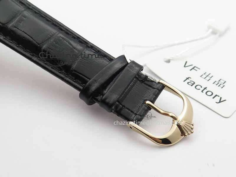FashionForward Cellini Date VF Best Edition RG Black Dial Stick Markers On Black Leather Strap A 3723