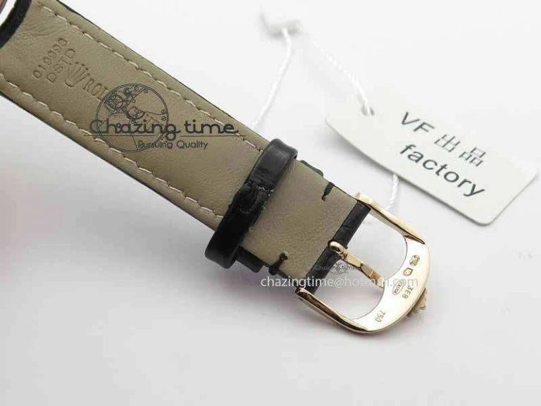 FashionForward Cellini Date VF Best Edition RG Black Dial Stick Markers On Black Leather Strap A 3723