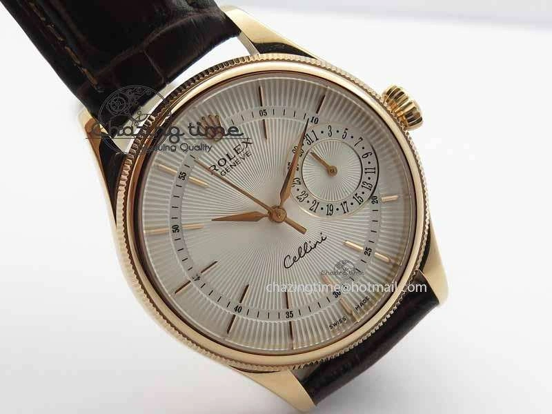 Youthful Cellini Date VF Best Edition RG White Dial Stick Markers On Brown Leather Strap A 3722