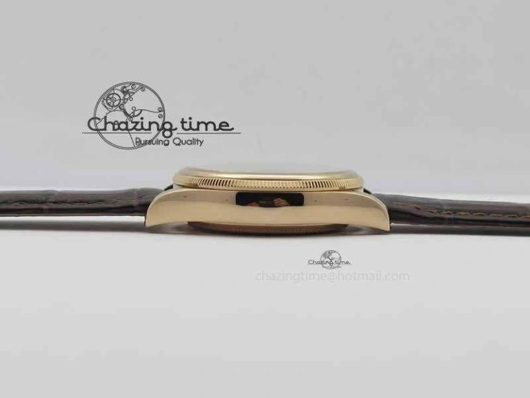 Youthful Cellini Date VF Best Edition RG White Dial Stick Markers On Brown Leather Strap A 3722