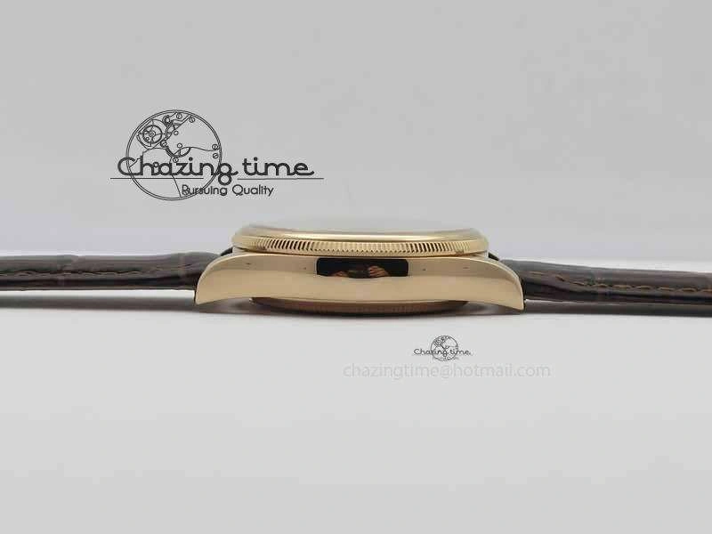 Youthful Cellini Date VF Best Edition RG White Dial Stick Markers On Brown Leather Strap A 3722