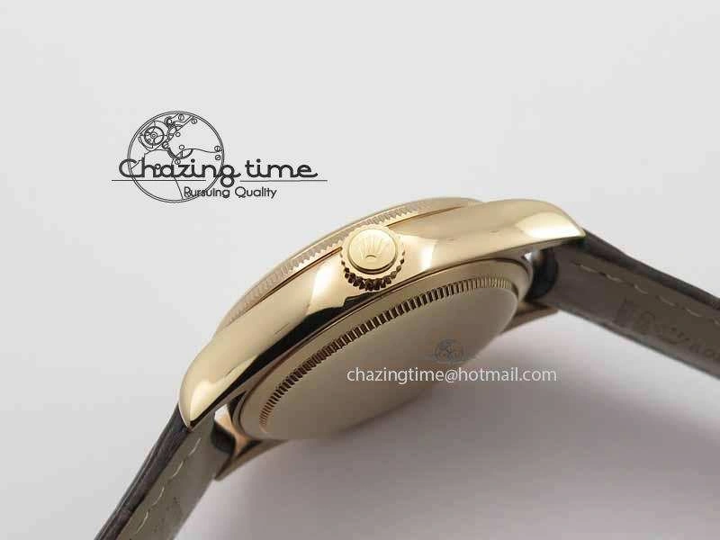 Youthful Cellini Date VF Best Edition RG White Dial Stick Markers On Brown Leather Strap A 3722