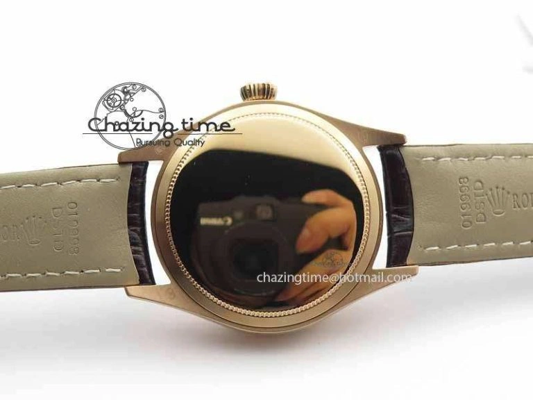 Youthful Cellini Date VF Best Edition RG White Dial Stick Markers On Brown Leather Strap A 3722