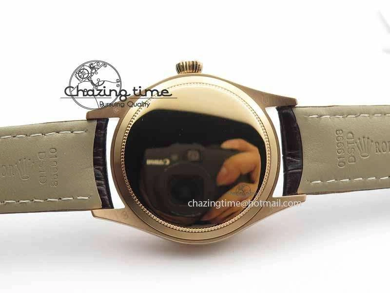 Youthful Cellini Date VF Best Edition RG White Dial Stick Markers On Brown Leather Strap A 3722