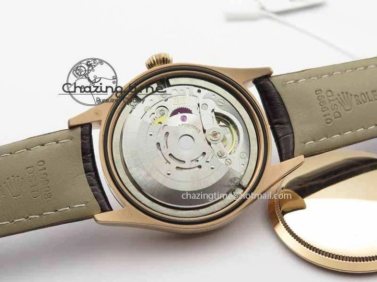 Youthful Cellini Date VF Best Edition RG White Dial Stick Markers On Brown Leather Strap A 3722