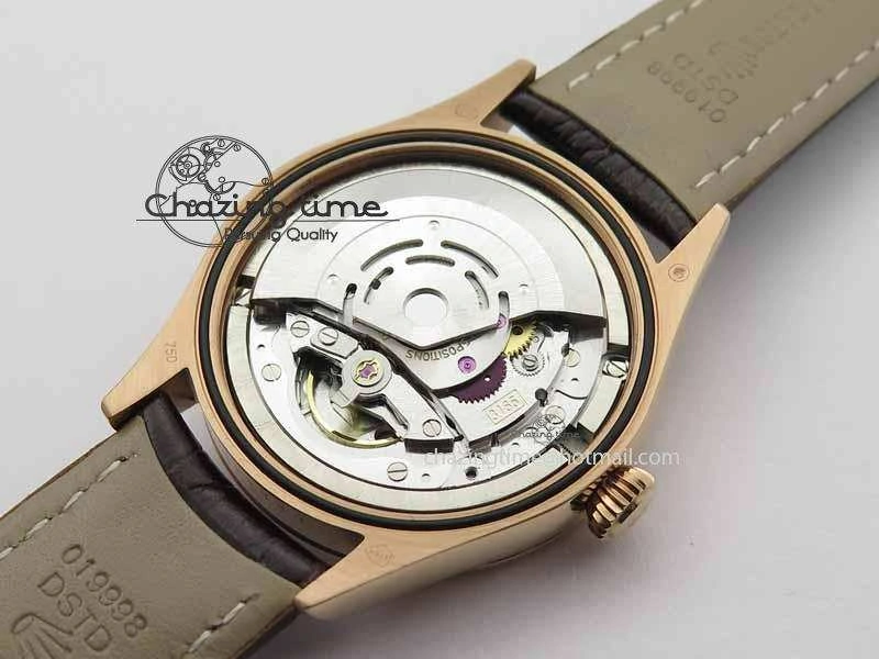 Youthful Cellini Date VF Best Edition RG White Dial Stick Markers On Brown Leather Strap A 3722