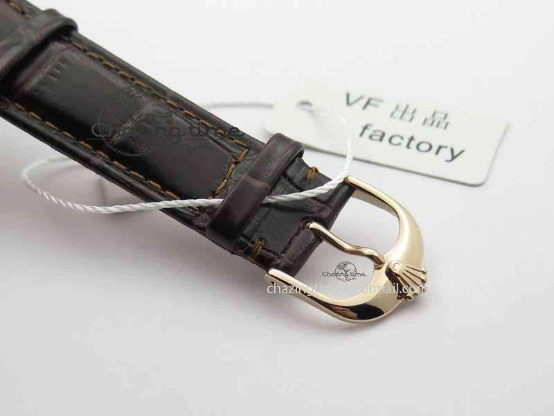 Youthful Cellini Date VF Best Edition RG White Dial Stick Markers On Brown Leather Strap A 3722
