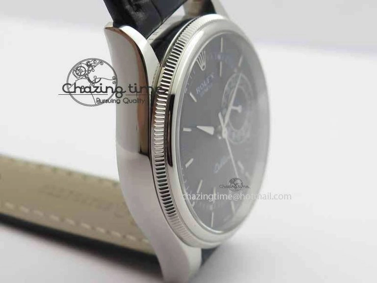 StreetReady Cellini Date VF Best Edition SS Black Dial Stick Markers On Black Leather Strap A 3725