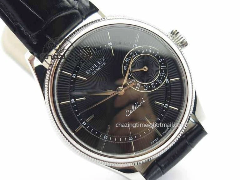 StreetReady Cellini Date VF Best Edition SS Black Dial Stick Markers On Black Leather Strap A 3725